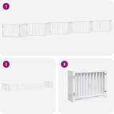 vidaXL Ograda za pse z vrati zložljiva 10 panelov bela 800 cm les | Shoptok.si