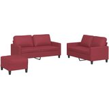vidaXL 3-dijelni set sofa s jastucima boja vina od umjetne kože | shoptok.hr