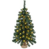 Mini božićno drvce 60 cm 25 LED lampica Topla bijela PVC Zelena - Zelena 60 cm s LED svjetlima | shoptok.hr