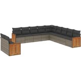  The Living Store Vrtna sedežna garnitura 11-delna z blazinami siv poli ratan - Vrtna Sedežna Garniture, (21453286) | Shoptok.si