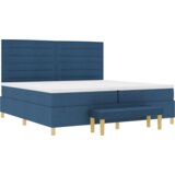  Posteljni okvir z vzmetnico in klopjo Modra 200x200 cm Tkanina, (22049028) | Shoptok.si