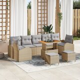 vidaXL 10-dijelni vrtni set za sjedenje s jastučićima bež poli ratan akacija | shoptok.hr