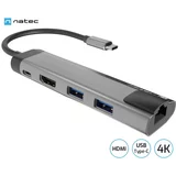 Natec adapter/USB hub Fowler go, 2x USB 3.0, 1x HDMI, 1x Eth