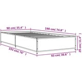 vidaXL Okvir za krevet smeđi hrast 90x190 cm konstruirano drvo i metal Cijene