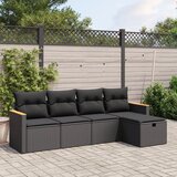 Maison Chic Seti vrtnega pohištva - Vrtna garnitura - Vrtni pohištvo set 5-delna z blazinami črn poli ratan, (21817204) | Shoptok.si