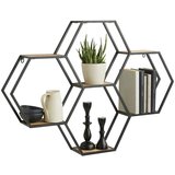 Premium Living stenski regal olana -trend-, črna, naravne barve | Shoptok.si