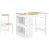 SoBuy Otroška miza in stol z 2 policama za risanje in igro, bela in naravna, 80x50x66 cm, KMB60-WN, (5000018646) Cene