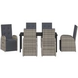  7-delni vrtni jedilni set z blazinami Siva Poly Ratan | Shoptok.si