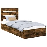  Krevet s od storage s uzglavljem Dimljeni hrast 90 x 200 cm | shoptok.hr
