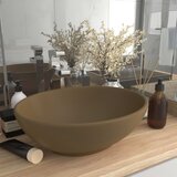  Luksuzni ovalni umivaonik mat krem 40 x 33 cm keramički | shoptok.hr