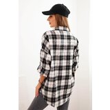 Kesi Włoski Women's cotton checkered shirt with a distressed effect black | shoptok.hr