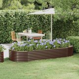 vidaXL Visoka greda iz prašno premazanega jekla 249x100x36 cm rjava | Shoptok.si