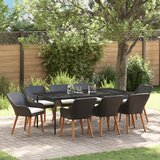 vidaXL 9-Dijelni Baštenski Blagovaonski Set Crni Poli Ratan | shoptok.hr