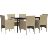  7-dijelni vrtni blagovaonski set s jastucima bež i crni | shoptok.hr