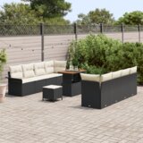  Set vrtnih sofni s jastučićima Crni Poli Ratan Akacija 11-dijelni | shoptok.hr