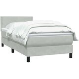 vidaXL Box spring postelja z vzmetnico svetlo siv 90x220 cm žamet | Shoptok.si