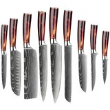 IZMAEL Set kuhinjskih noževa BL-18609 - 9 kom/Smeđa | shoptok.hr
