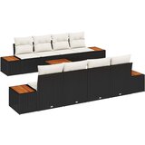  9-delni Vrtni Sofa Set z Blazinami Črna Poli Ratan Acacia, (22090916) | Shoptok.si