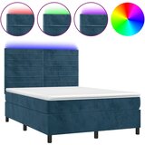  box spring s madracem LED tamnoplavi 140x190 cm baršun | shoptok.hr