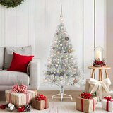 vidaXL Umjetna preddekorirana božićna jelka srebrna 150 cm PET | Shoptok.si