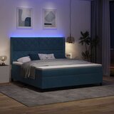  Krevet s opruga kutije s LED trakama Plava 180 x 200 cm Baršun | shoptok.hr