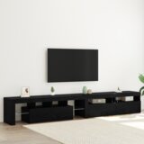 vidaXL TV omarice 3 kosi z LED lučmi Črni hrast inženirski les, TV omarice z LED lučmi 2 kosi Črni hrast 60x35x40 cm inženirski les | Shoptok.si