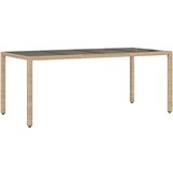  Vrtni stol sa staklenom pločom bež 190x90x75 cm poliratan | shoptok.hr