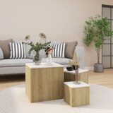 vidaXL Stranske mizice 3 kosi bele in sonoma hrast iverna plošča | Shoptok.si