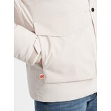 Ombre Men's winter jacket with detachable hood and cargo pockets - cream | ePonuda.com