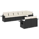 Maison Chic Seti vrtnega pohištva - Vrtna garnitura - Vrtni pohištvo set 8-delna z blazinami črn poli ratan, (21799829) | Shoptok.si