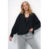Trend Alacati Stili Ženska bluza dugih rukava Alc-X13409, V-izrez, Crna | Eponuda.com
