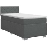  Boxspring krevet s madracem Tamnosiva 90 x 190 cm Tkanina - Tamnosiva 90 x 190 cm Dizajn s rombovima | shoptok.hr
