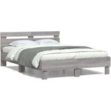  Posteljni okvir z vzglavjem siva sonoma 135x190 cm inž. les, (20978761) Cene