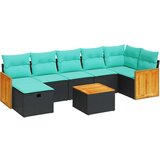  Vrtna garnitura - 8-dijelni set vrtnih sofa od poliratana s jastucima crni - Crna sa spremištem 8 | shoptok.hr