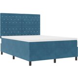 vidaXL Kutna Odbojna Krevet s Madracem Tamnoplava 160x200 cm Baršun | shoptok.hr