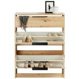 Mömax omara z loputami za čevlje bela, barva hrasta | Shoptok.si