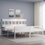  Krevet za starije s uzglavljem bijeli 200x200 cm masivnog drva | shoptok.hr