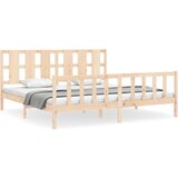 The Living Store Posteljni okvir z vzglavjem 200x200 cm trden les - Posteljni Okvir, (21526593) | Shoptok.si