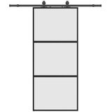  Klizna vrata s priborom crna 90 x 205 cm kaljeno staklo | Eponuda.com