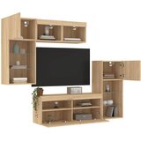  5-dijelni zidni TV elementi s LED svjetlima boja hrasta drveni | shoptok.hr