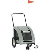 Prikolica za bicikl za ljubimce siva od tkanine i željeza | shoptok.hr
