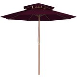 vidaXL Dvojni senčnik z lesenim drogom bordo rdeč 270 cm, (20609639) Cene
