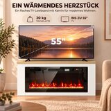  Električni kamin s grijačem 12 boja plamena TV ormarić s kaminom za televizore do 55 inča 114 cm bijela | shoptok.hr