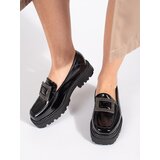 GOODIN Women's black loafers on a platform decorated with a buckle and rhinestones Cijene