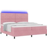 vidaXL Box Spring postelja z vzmetnico in LED Roza 200x200 cm Žamet, (22050112) | Shoptok.si