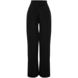 Trendyol Black High Waist Pleated Wide Leg Knitted Pants with Velcro Belt Cene
