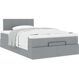 vidaXL Otomanski posteljni okvir z vzmetnico siv 120x190 cm blago | Shoptok.si
