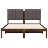  Krevetni okvir s tapiciranim uzglavljem - Tamnosmeđa i svjetlosiva 160 x 200 cm | shoptok.hr