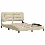  The Living Store Posteljni okvir z vzglavjem krem 120x200 cm blago - Posteljni Okvir, (21497847) | Shoptok.si