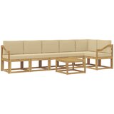 vidaXL Zunanja garnitura za sedenje 7 pcs Bela in bež Poliester, (5000281518) | Shoptok.si